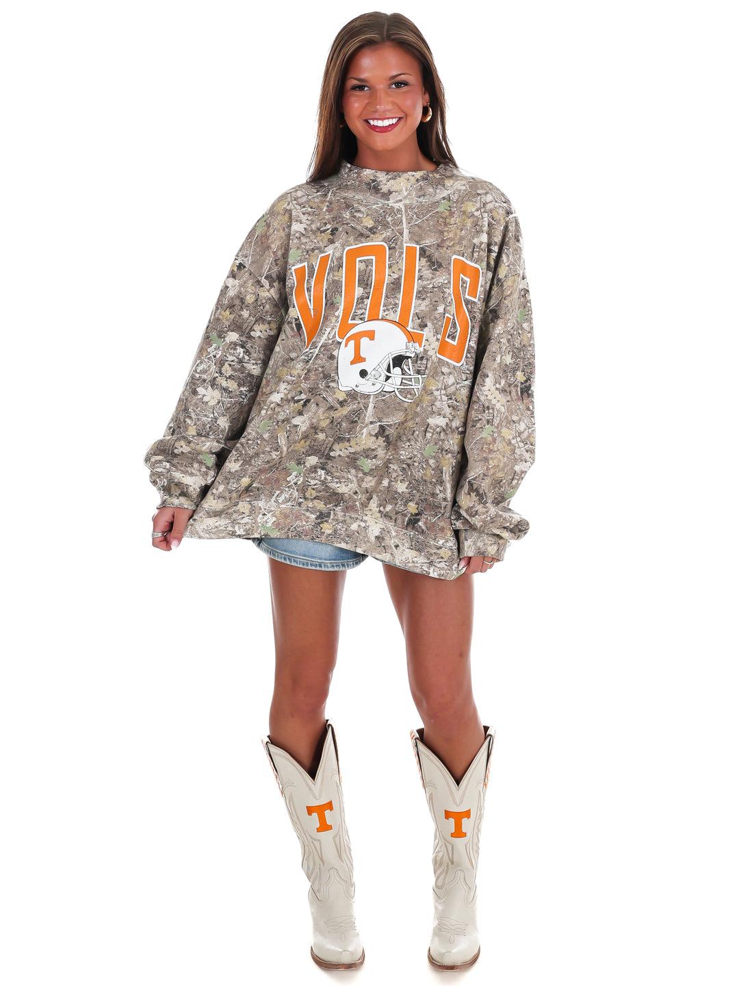 Tennessee Vols Helmet Fade Camo Weekend Mock Neck Sweatshirt