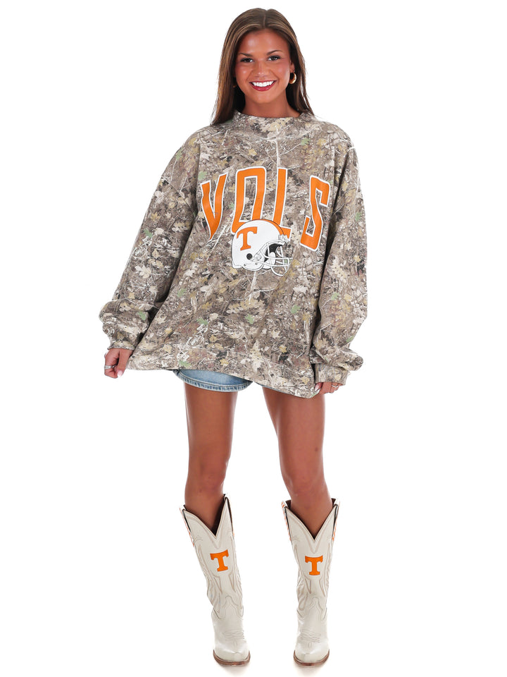 Tennessee Vols Helmet Fade Camo Weekend Mock Neck Sweatshirt