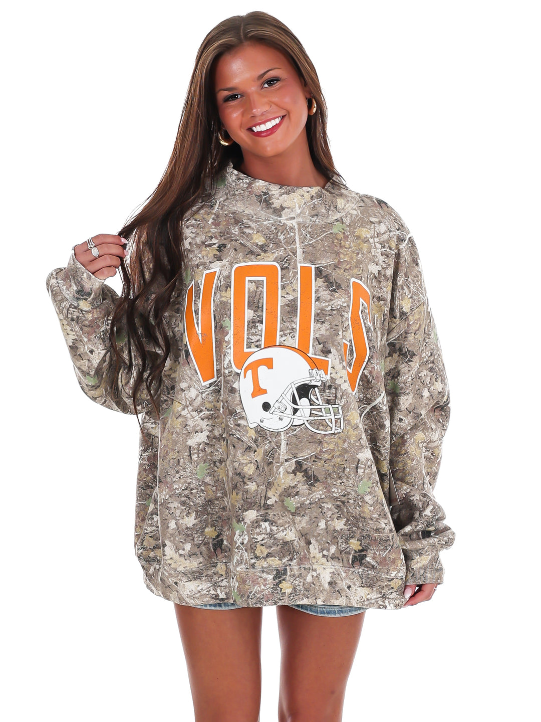 Tennessee Vols Helmet Fade Camo Weekend Mock Neck Sweatshirt