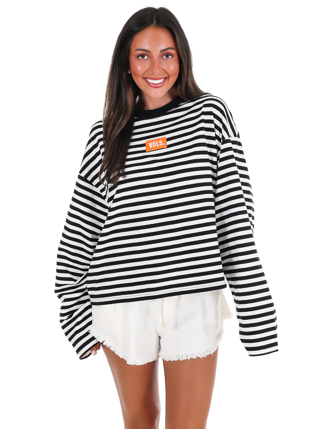 Stripe Tennessee Vols Block Stitch Long Sleeve Top