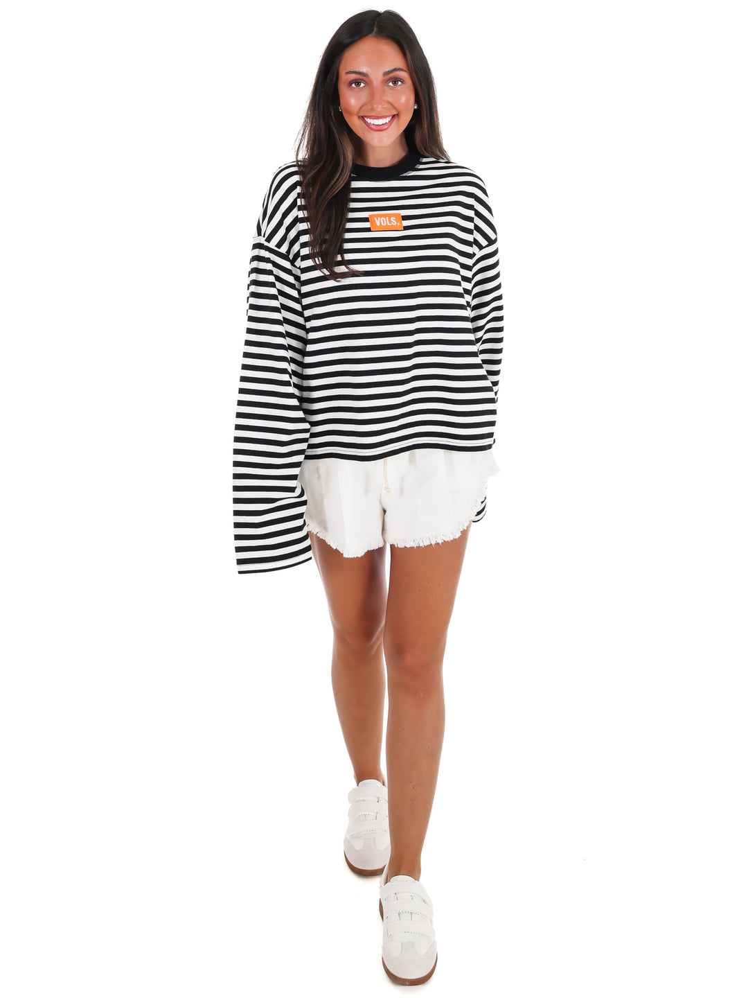 Stripe Tennessee Vols Block Stitch Long Sleeve Top