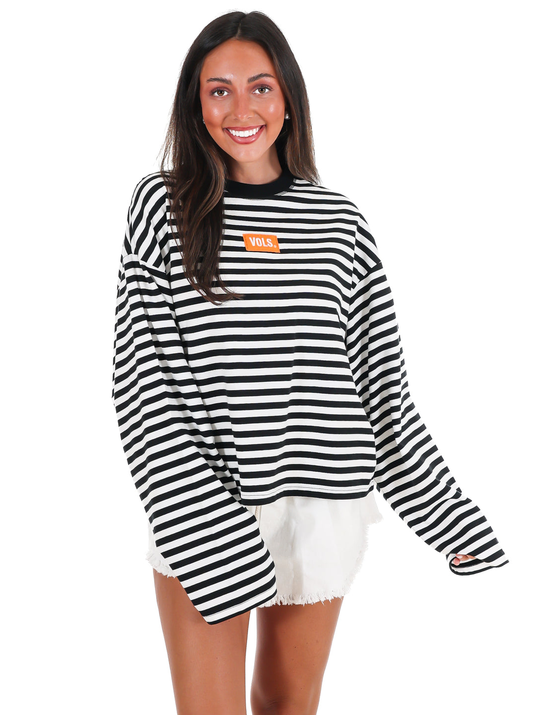 Stripe Tennessee Vols Block Stitch Long Sleeve Top