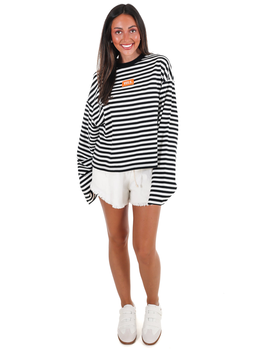 Stripe Tennessee Vols Block Stitch Long Sleeve Top