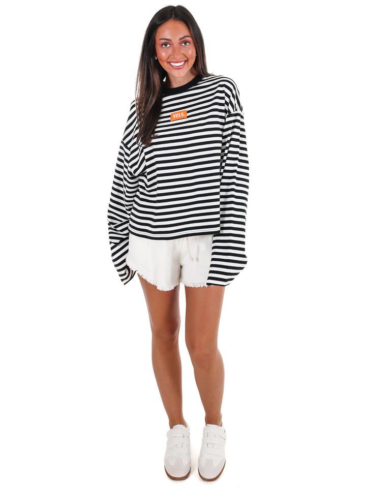 Stripe Tennessee Vols Block Stitch Long Sleeve Top