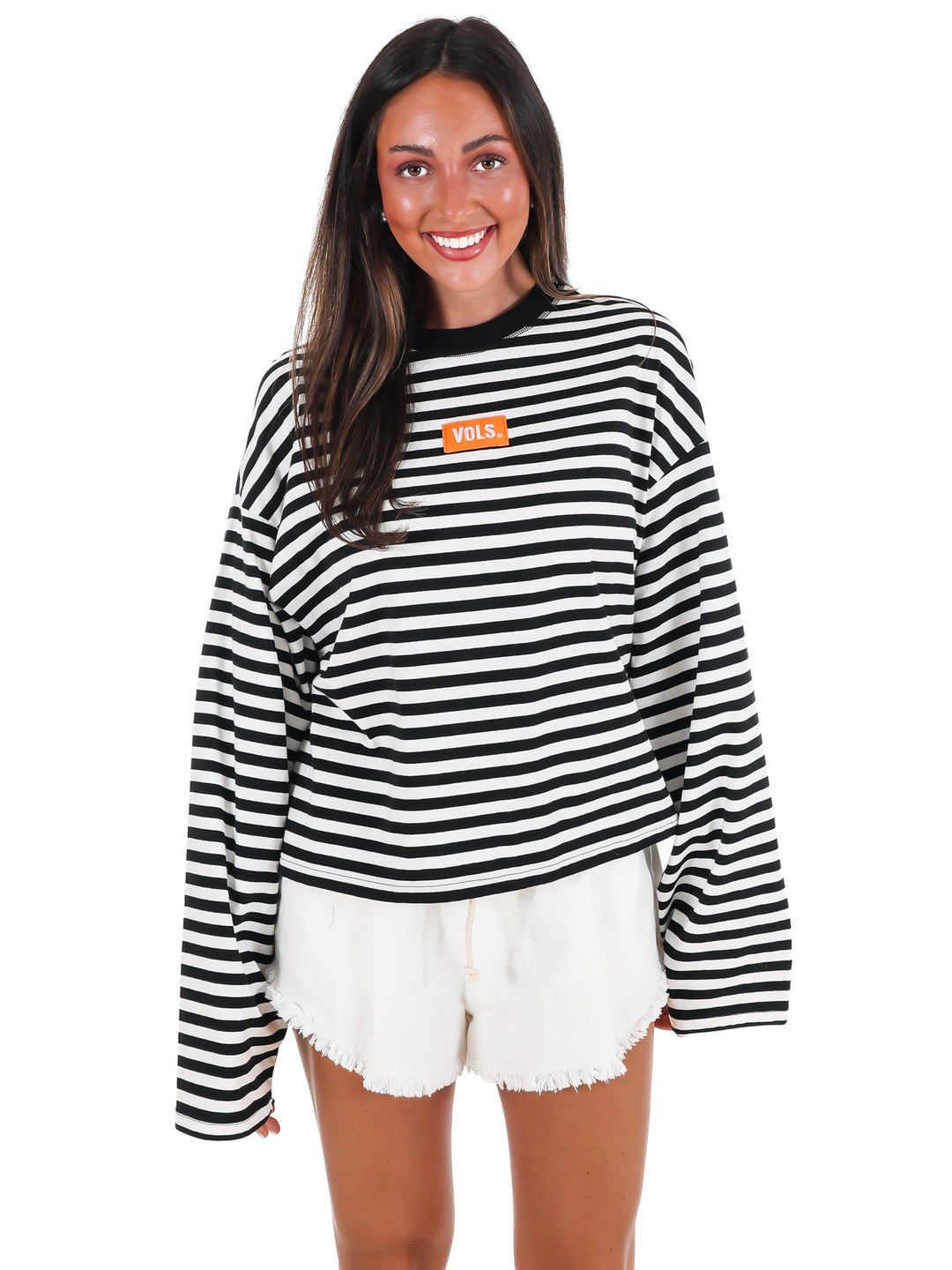 Stripe Tennessee Vols Block Stitch Long Sleeve Top