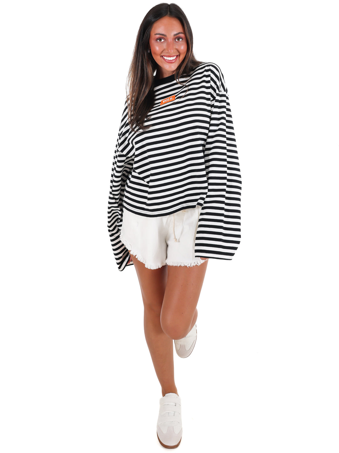 Stripe Tennessee Vols Block Stitch Long Sleeve Top