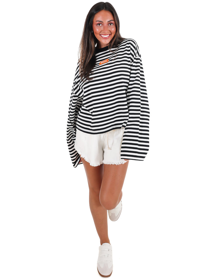 Stripe Tennessee Vols Block Stitch Long Sleeve Top