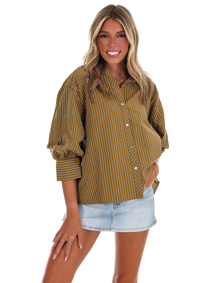 Fresh Outlook Stripe Button Up Top