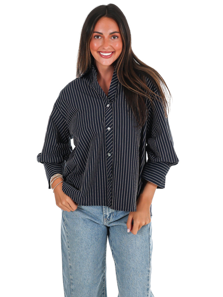 Fresh Outlook Stripe Button Up Top