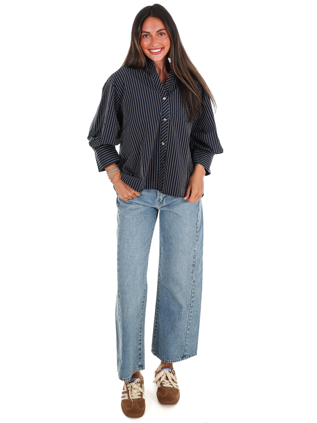 Fresh Outlook Stripe Button Up Top
