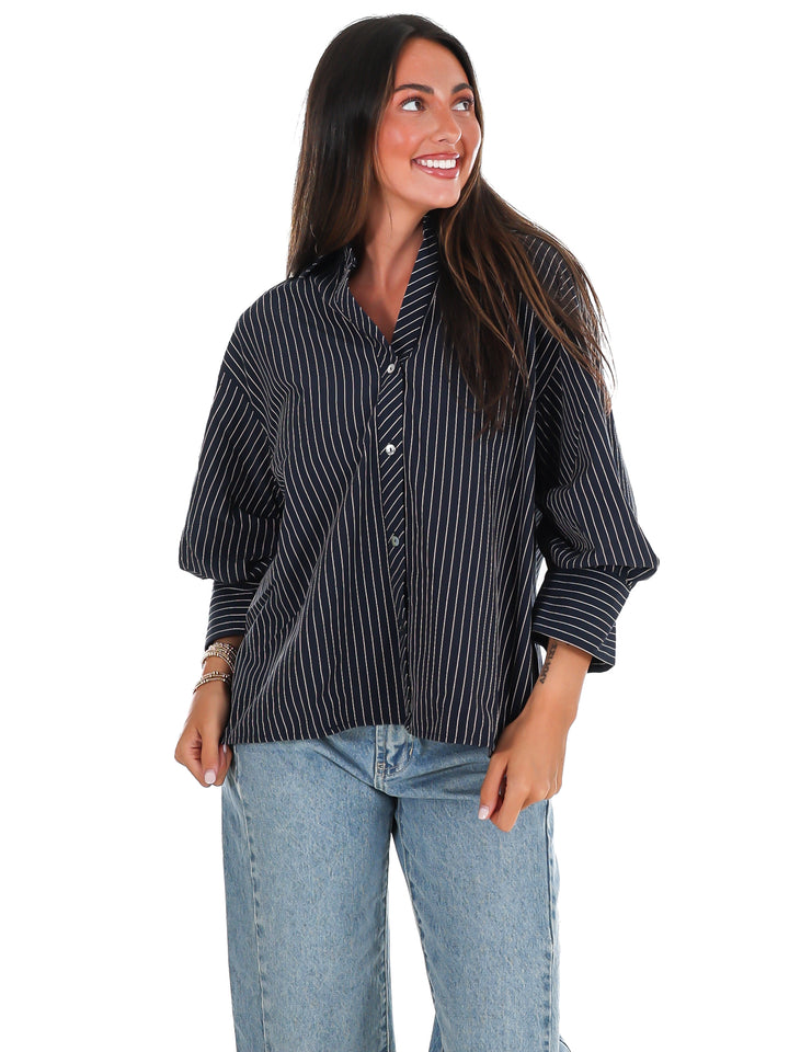 Fresh Outlook Stripe Button Up Top
