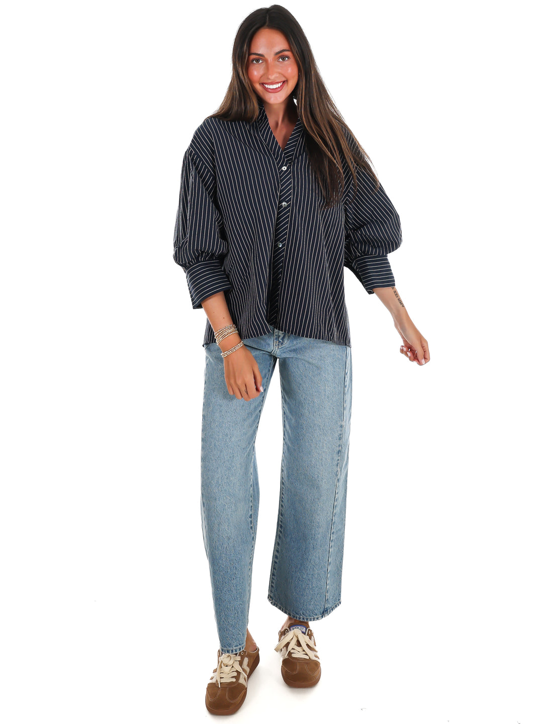 Fresh Outlook Stripe Button Up Top