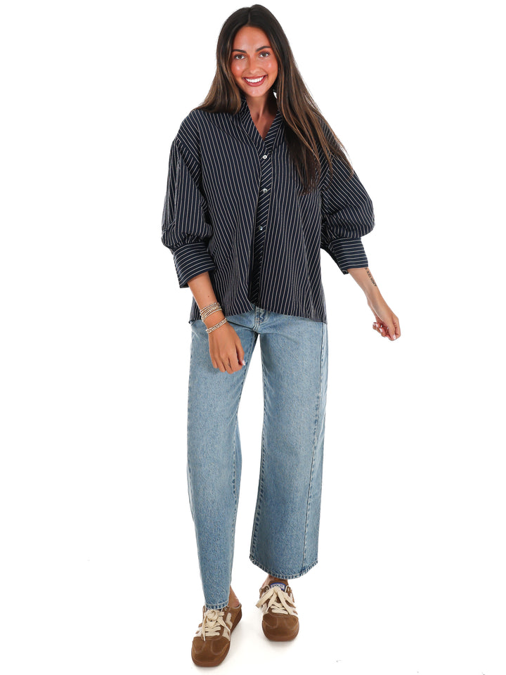 Fresh Outlook Stripe Button Up Top