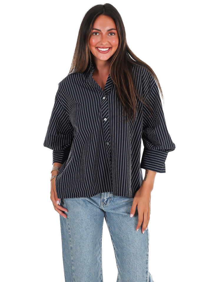 Fresh Outlook Stripe Button Up Top