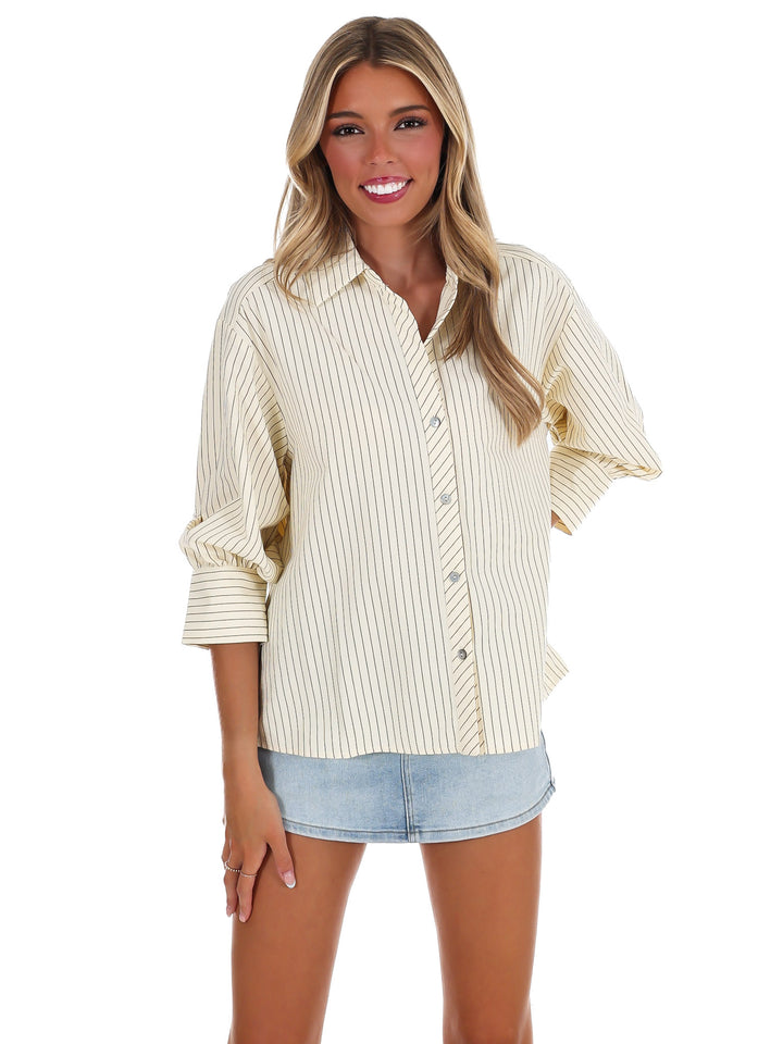 Fresh Outlook Stripe Button Up Top