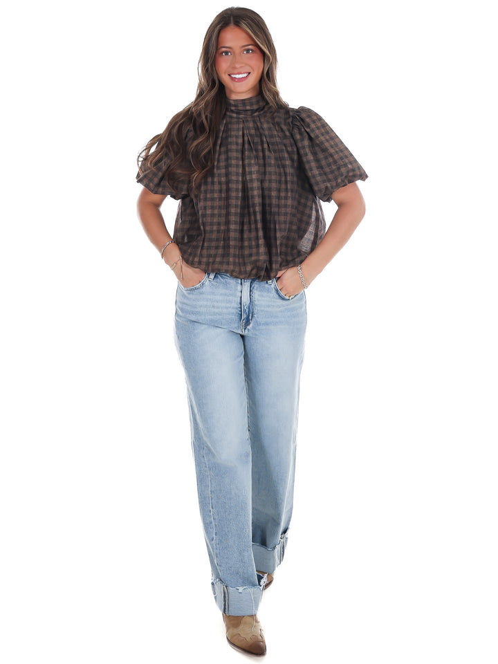 Margot Plaid Puff Sleeve Top
