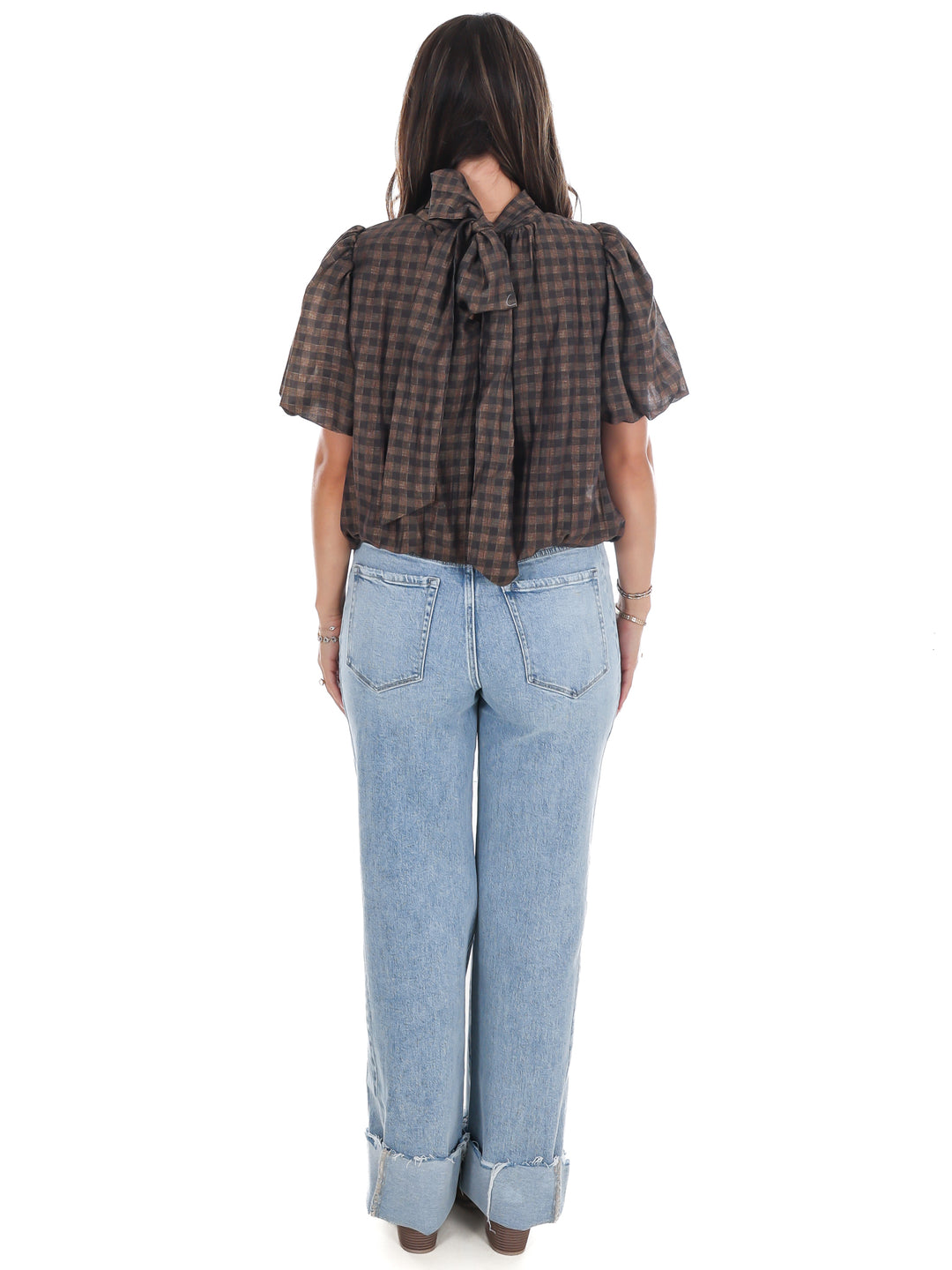 Margot Plaid Puff Sleeve Top