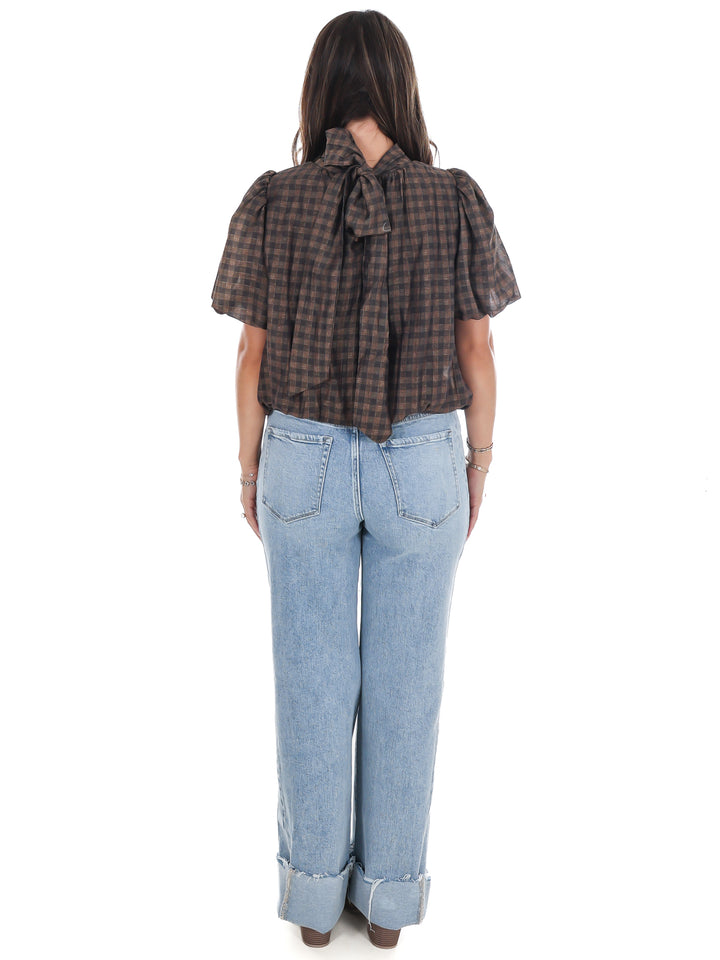 Margot Plaid Puff Sleeve Top