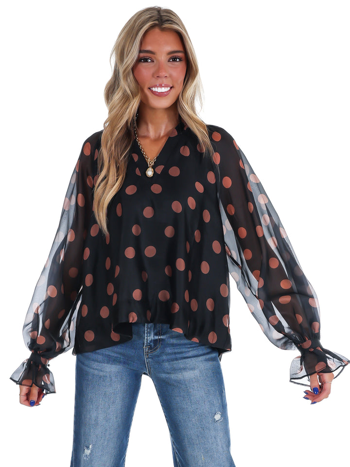 Dot Darling V-Neck Top