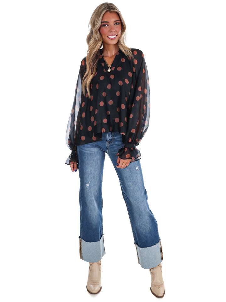 Dot Darling V-Neck Top