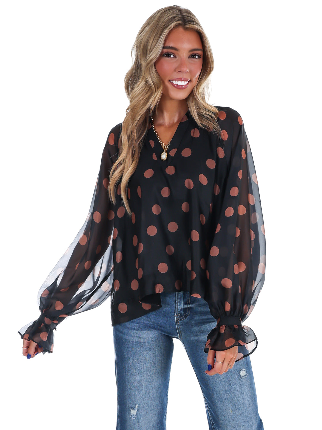 Dot Darling V-Neck Top