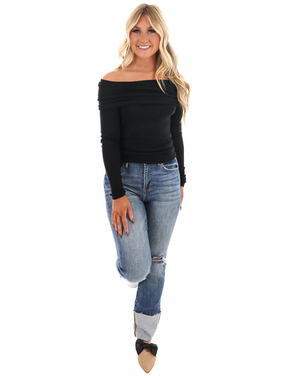 Cozy Charm Off Shoulder Sweater Top