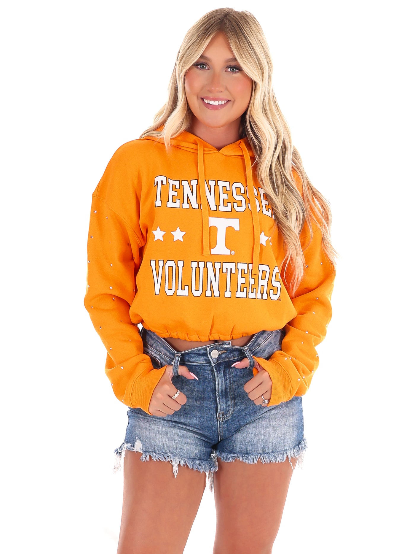 Tennessee Volunteers Rhinestone Sleeve Waistband Hoodie