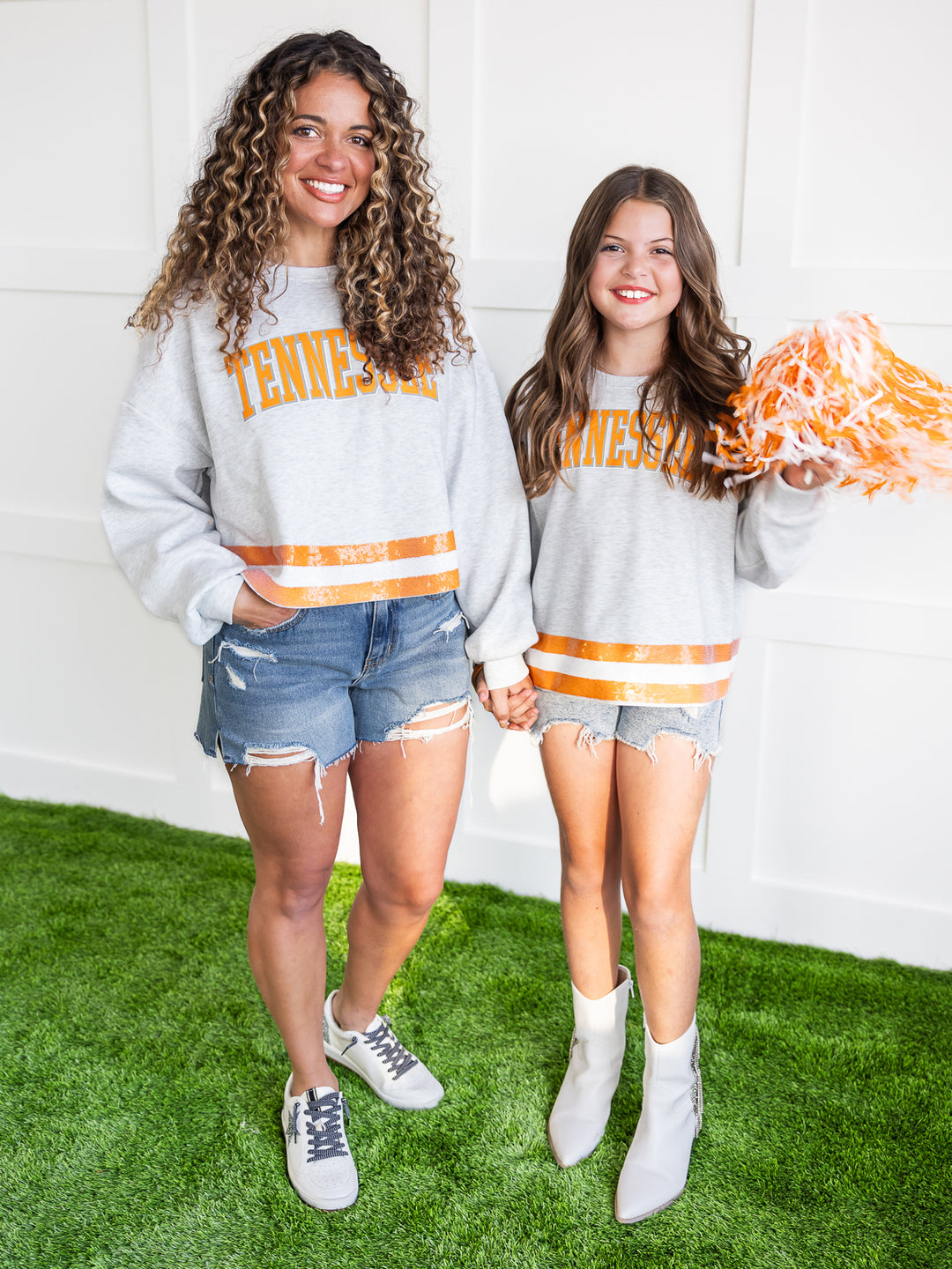 Youth Tennessee Volunteers Pass the Shine Sequin Crop Sweatshirt