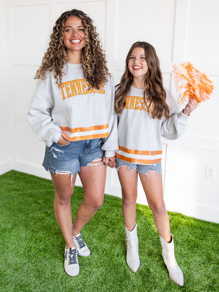 Youth Tennessee Volunteers Pass the Shine Sequin Crop Sweatshirt