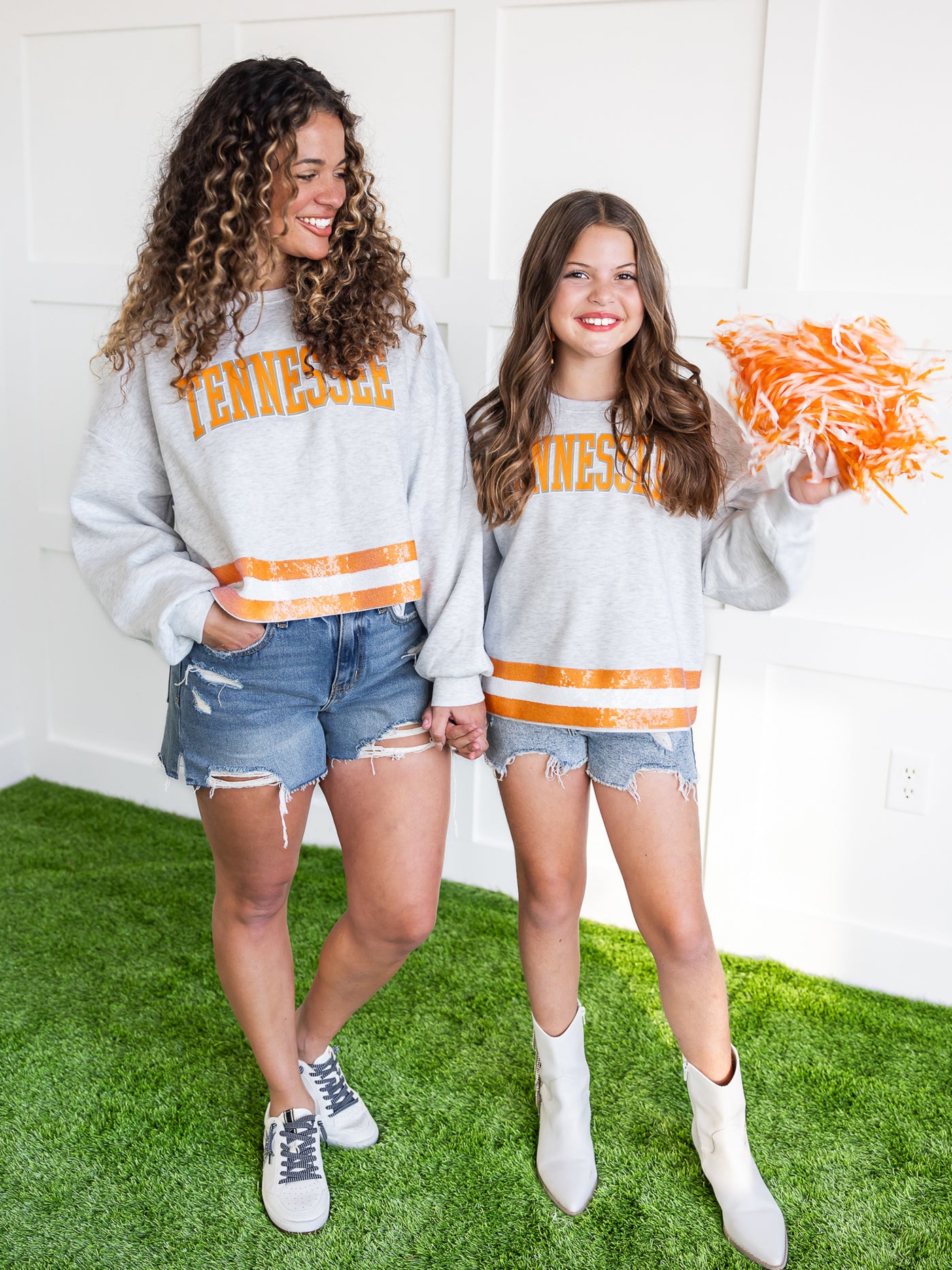 Youth Tennessee Volunteers Pass the Shine Sequin Crop Sweatshirt