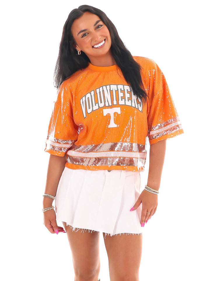 Tennessee Volunteers Full Sequin Sparkle Cropped Jersey