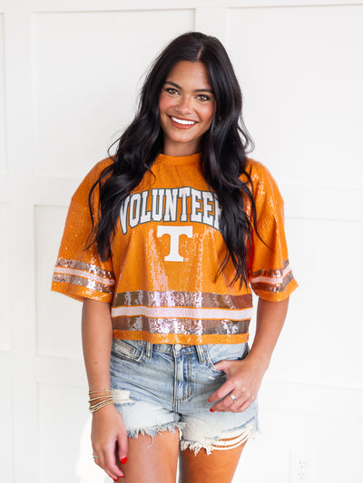 Tennessee Volunteers Full Sequin Sparkle Cropped Jersey