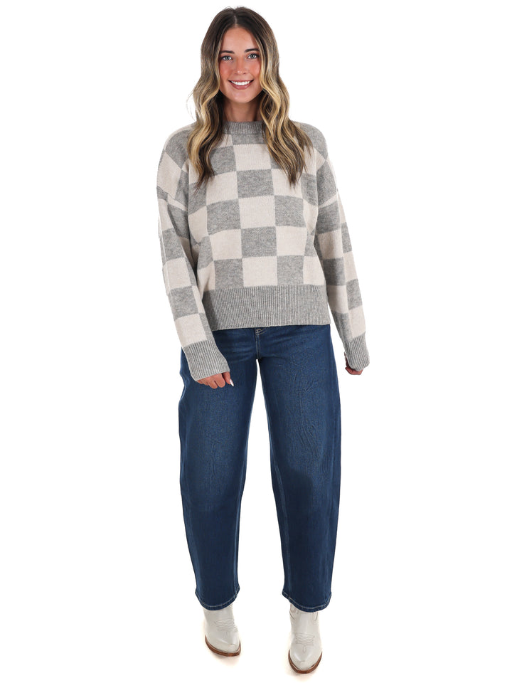 September Sky Check Sweater