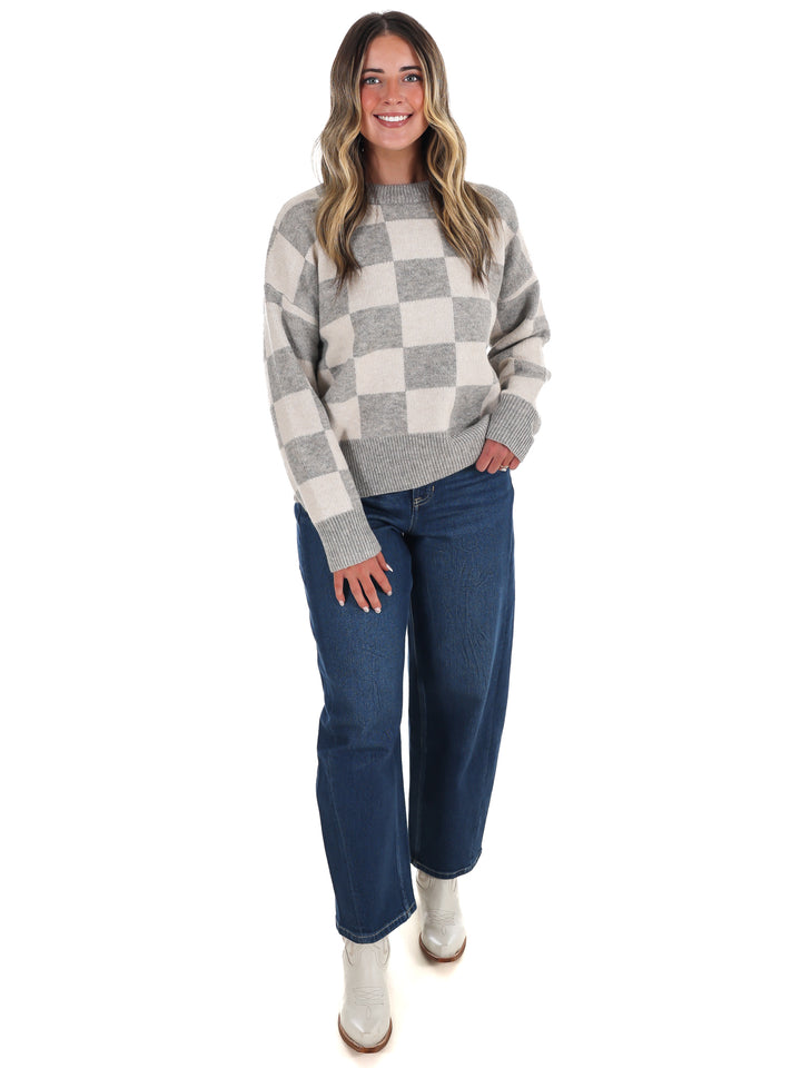 September Sky Check Sweater