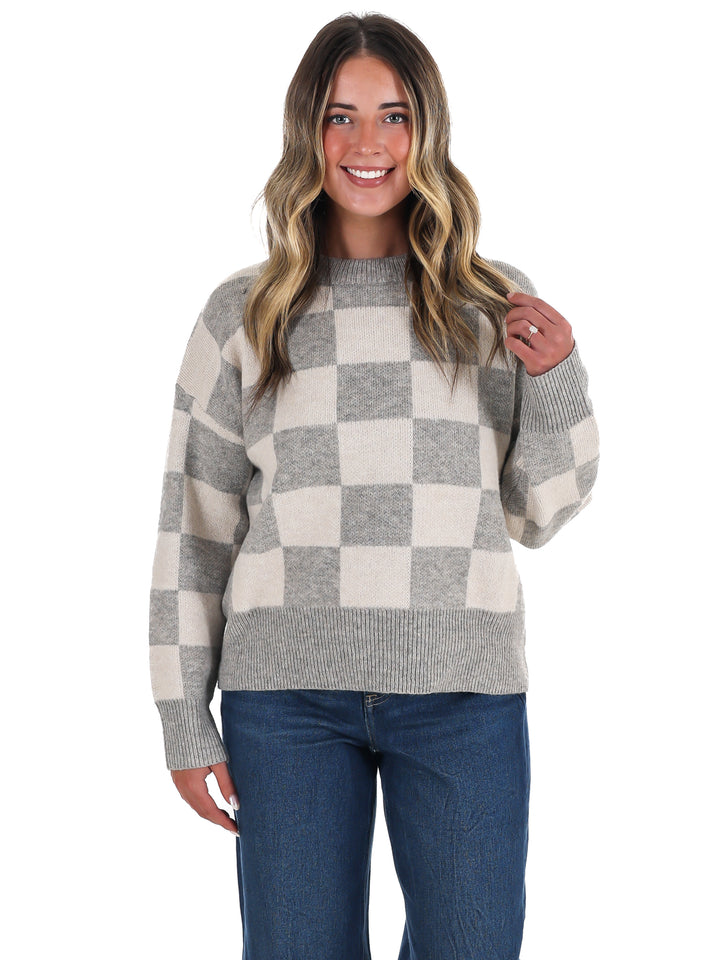 September Sky Check Sweater