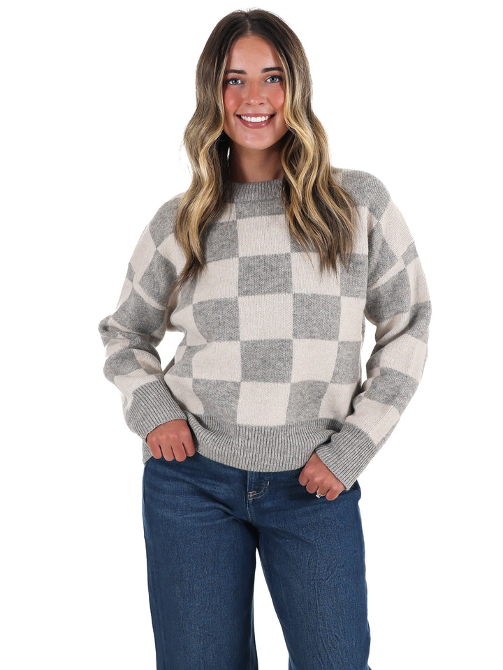 September Sky Check Sweater