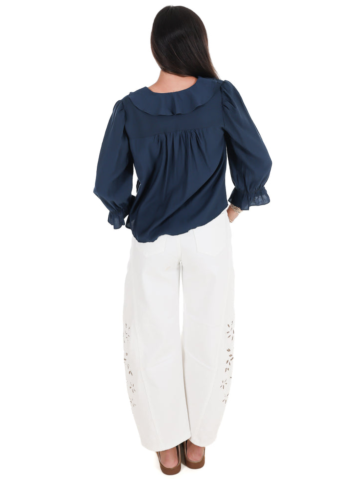 Slow Living Ruffle V-Neck Top