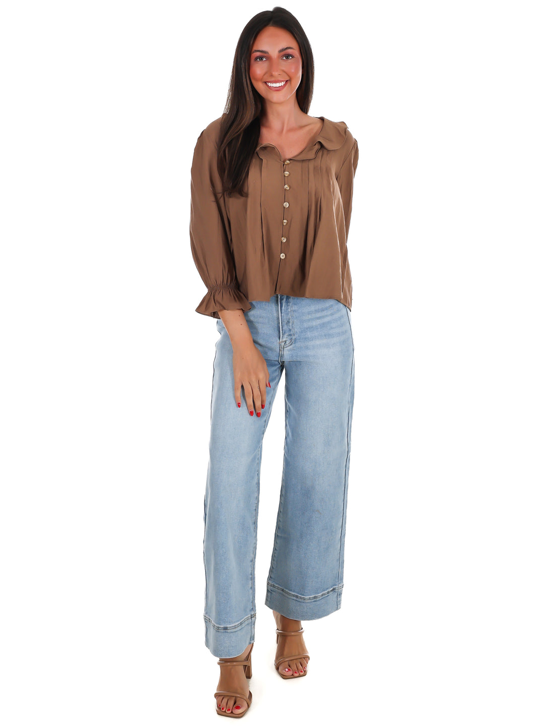 Slow Living Ruffle V-Neck Top