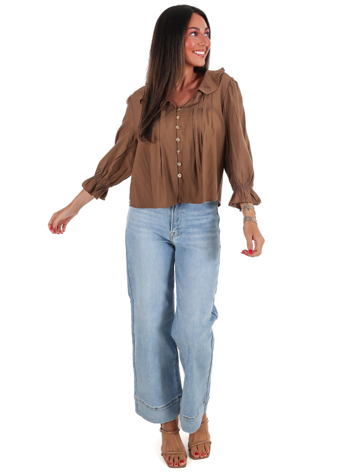 Slow Living Ruffle V-Neck Top