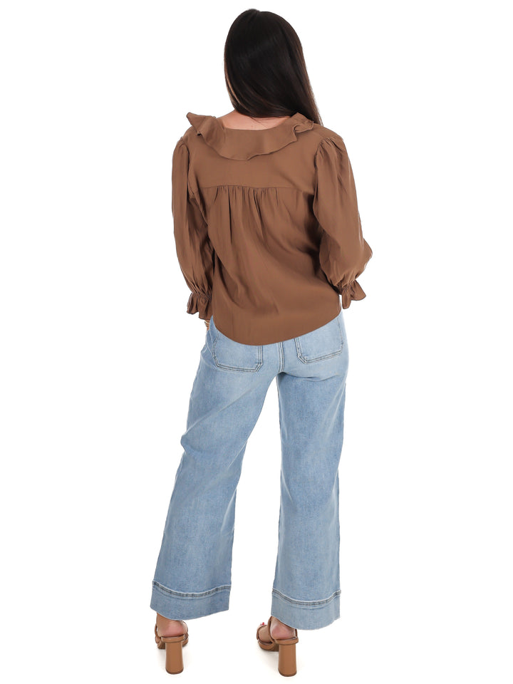 Slow Living Ruffle V-Neck Top