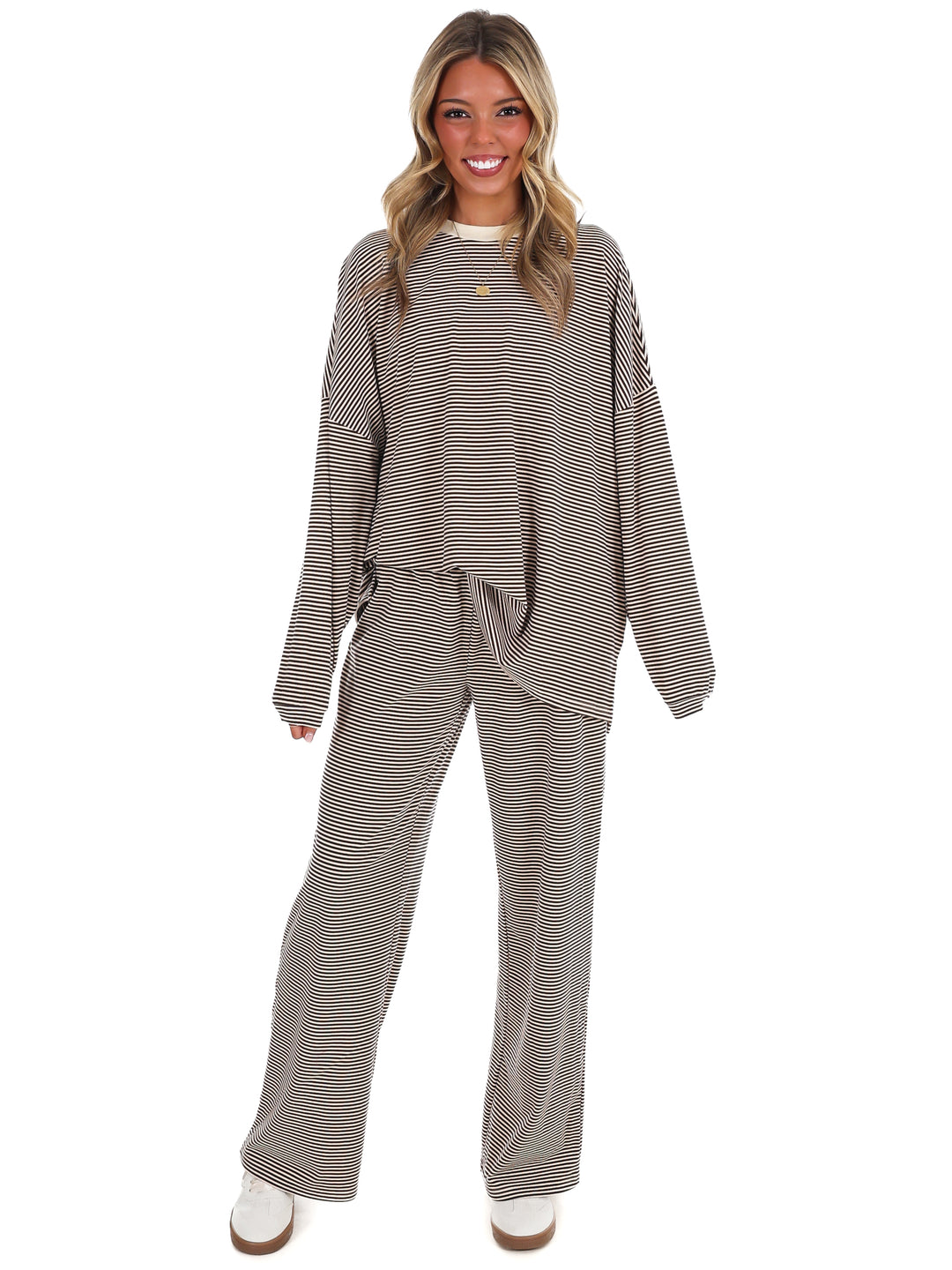 Well Defined Stripe Fleece Oversized Top