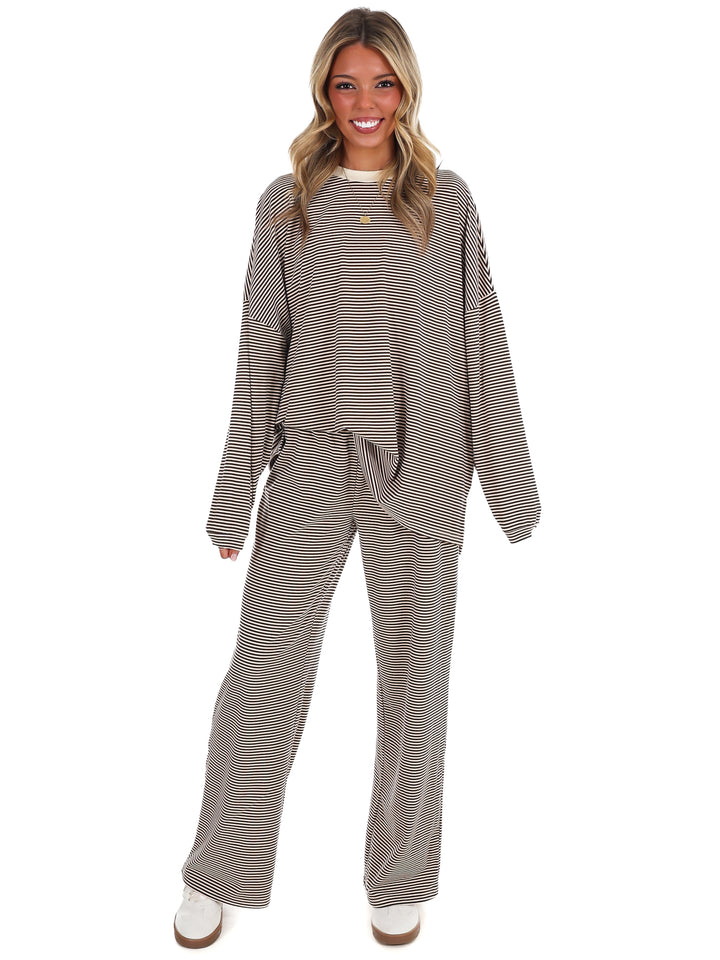 Well Defined Stripe Fleece Oversized Top