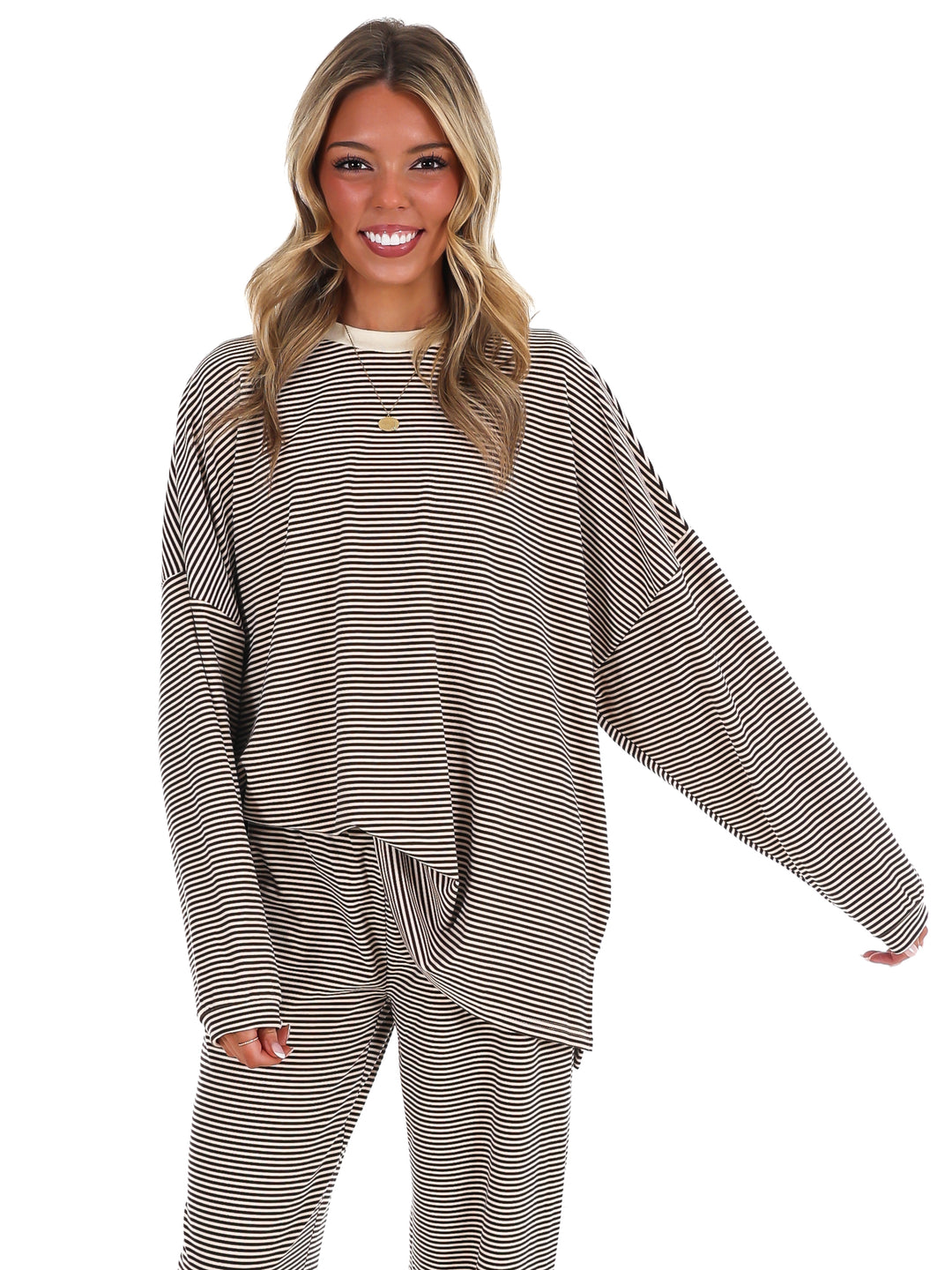 Well Defined Stripe Fleece Oversized Top