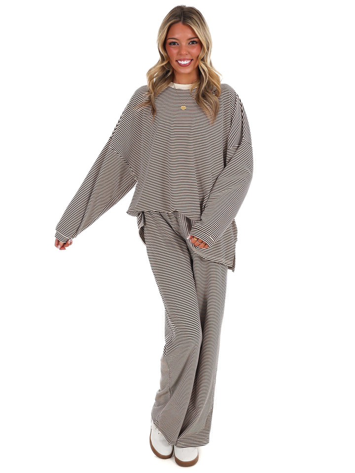 Well Defined Stripe Fleece Oversized Top