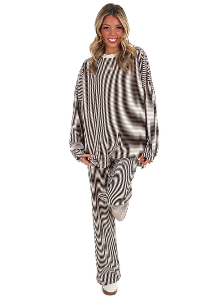 Well Defined Stripe Fleece Oversized Top
