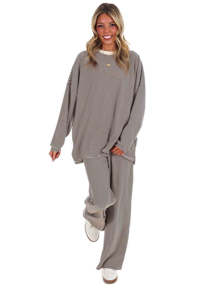 Well Defined Stripe Fleece Oversized Top