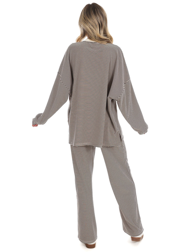 Well Defined Stripe Fleece Oversized Top
