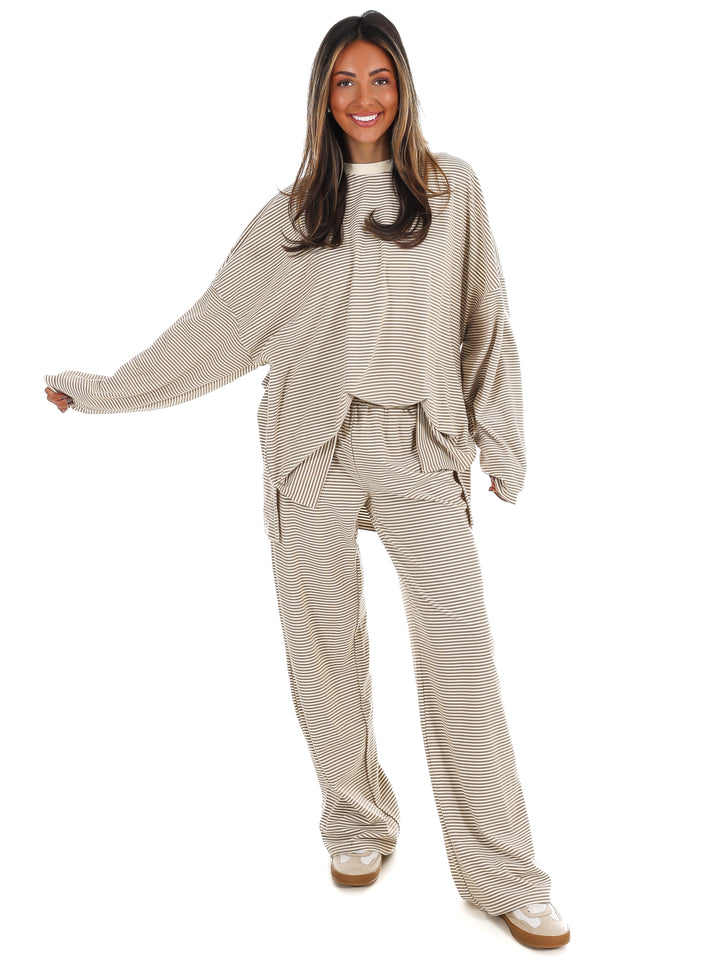 Well Defined Stripe Fleece Oversized Top