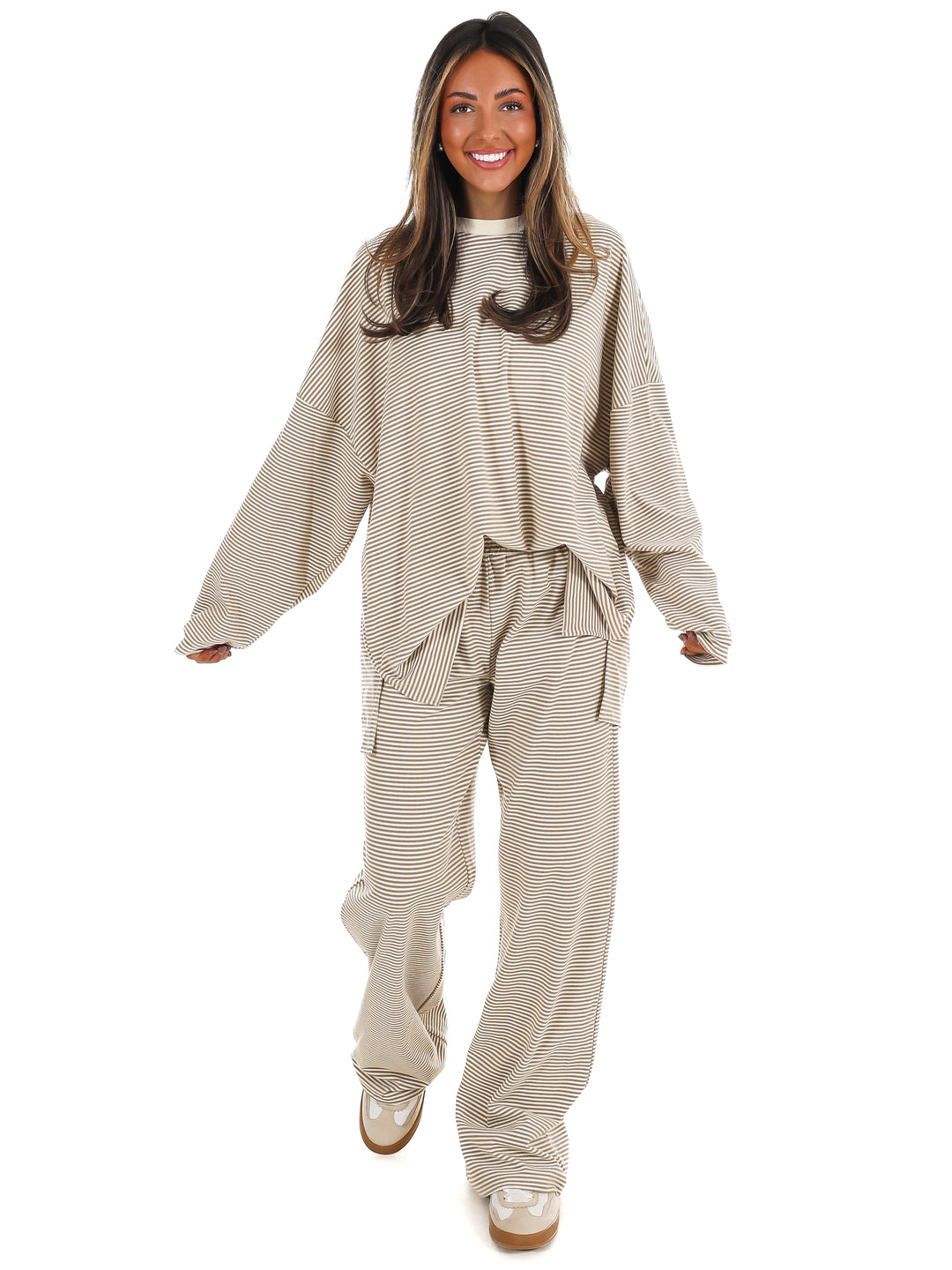Well Defined Stripe Fleece Oversized Top