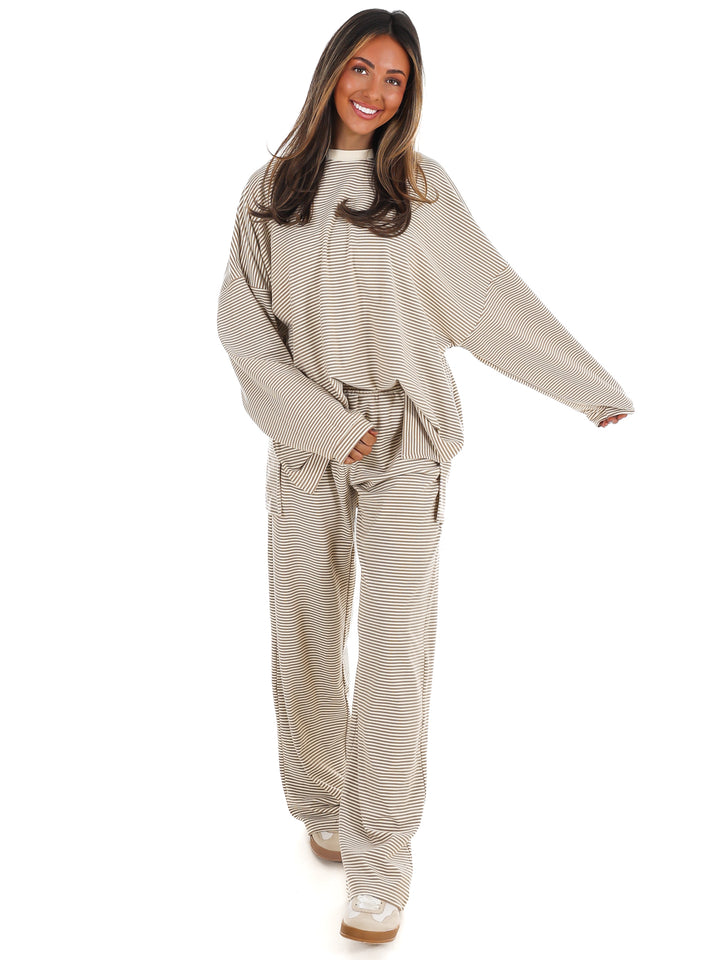 Well Defined Stripe Fleece Oversized Top